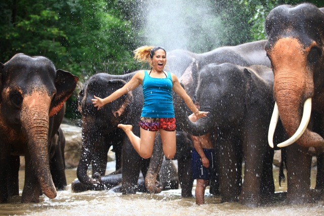 RLRB travel blog jumping pic thailand elephants